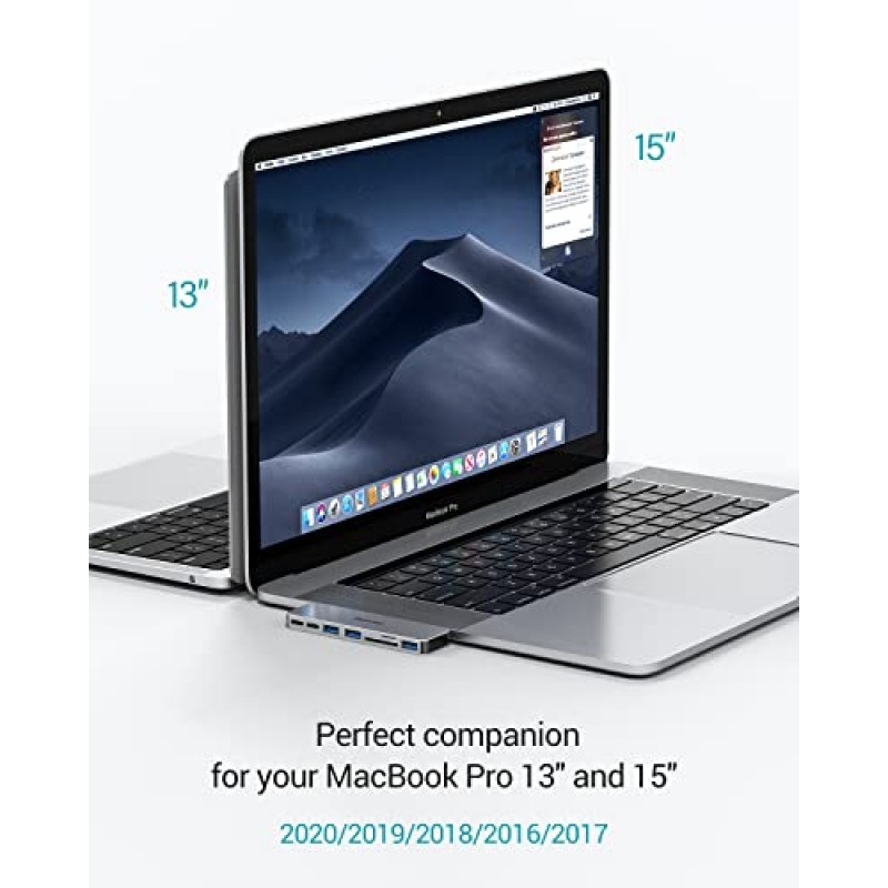 MacBook Pro/Air M1 USB 액세서리, Thunderbolt 3 100W PD 포트가 있는 MacBook 어댑터, USB C 포트, USB 3.0 포트 3개, TF/SD 카드 리더기, MacBook Pro/Air 13