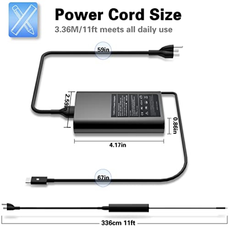 65W 45W USB Type-C 노트북 교체 충전기 DELL Latitude 5420 5520 7410 7420 7320 7370 e7370 5179 5285 5289 5295 5320 7275 7285 7569 9510 2-in-1 시리즈 7400 7391 739 0 5290 AC 어댑터 전원 코드