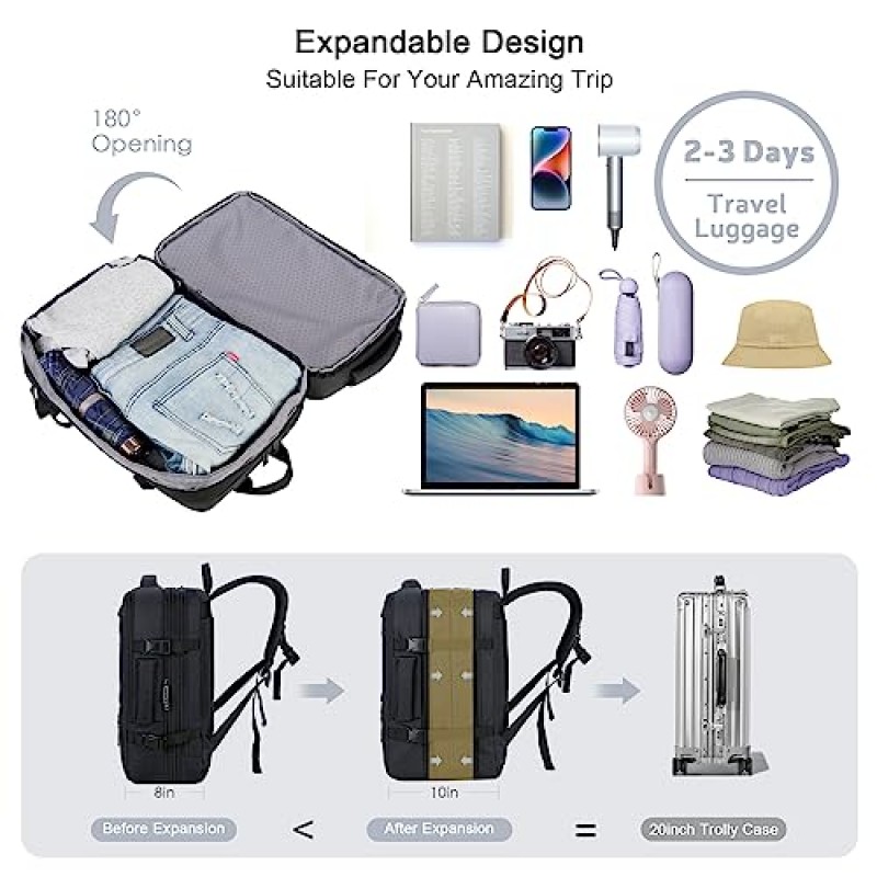 COSCOOA 17인치 노트북 비즈니스 여행 배낭 18x14x8인치 40L 비행 승인 기내 배낭 대형 수하물 위켄더 백