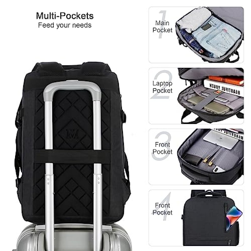 COSCOOA 17인치 노트북 비즈니스 여행 배낭 18x14x8인치 40L 비행 승인 기내 배낭 대형 수하물 위켄더 백