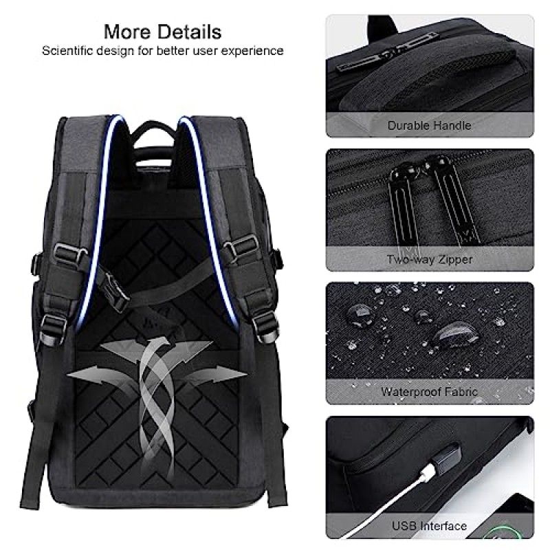 COSCOOA 17인치 노트북 비즈니스 여행 배낭 18x14x8인치 40L 비행 승인 기내 배낭 대형 수하물 위켄더 백