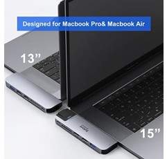 MacBook Pro/Air용 USB C 어댑터, 듀얼 HDMI, USB3.0, 이더넷, 100W PD,SD/TF 카드 리더기, 6 in 1 USB-C 도킹 스테이션을 갖춘 USB C 허브 멀티포트 어댑터 MacBook Pro 액세서리