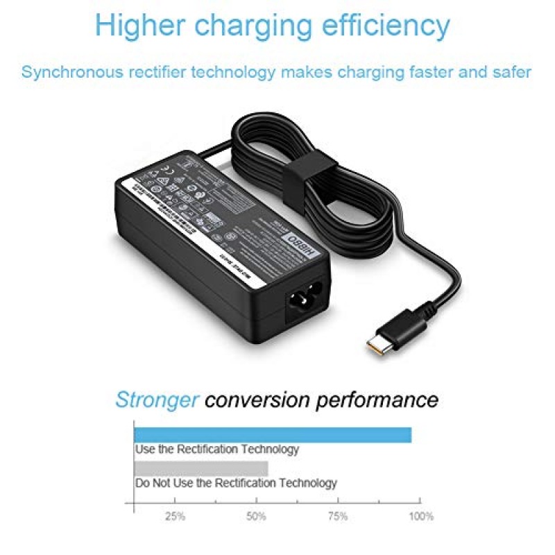 레노버 노트북 컴퓨터용 충전기 65W 45W USB C 고속 전원 어댑터