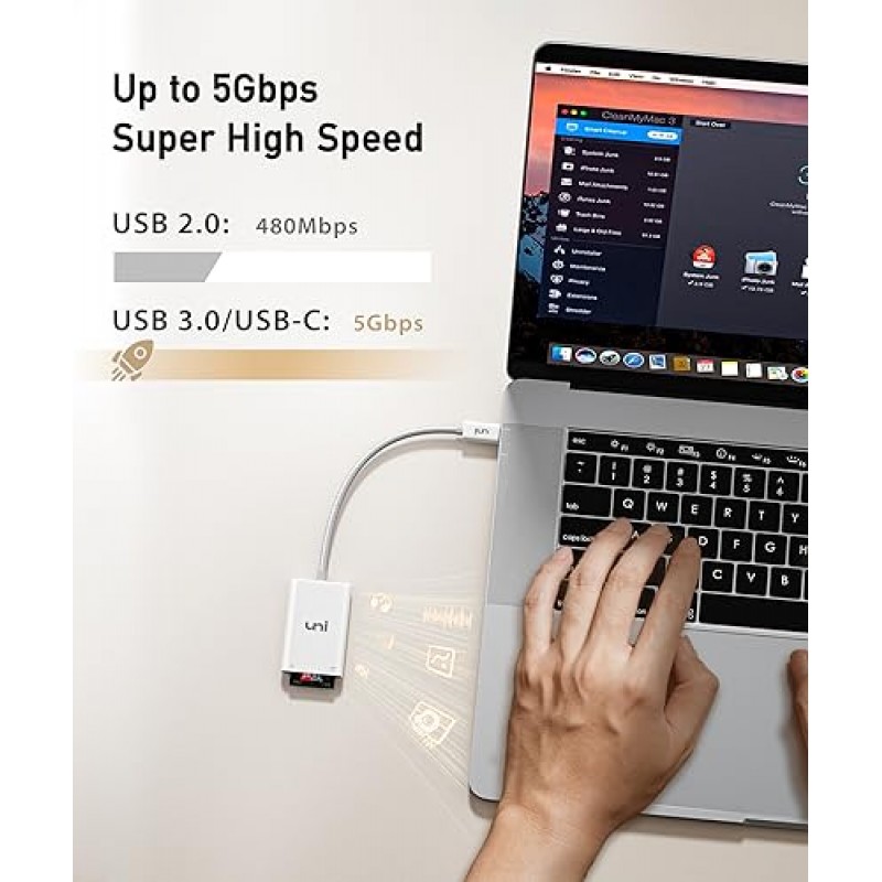 uni USB C SD 카드 리더기, 견고한 마이크로 SD 카드 어댑터(내구성 있는 나일론, 블록 없음), 초고속 USB Type C 카메라 메모리 카드 리더기 OTG Android Galaxy S20, MacBook Pro/MacBook Air와 호환 가능