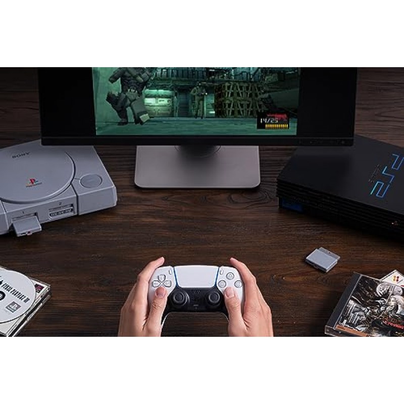 PS1 PS2 및 Windows용 8Bitdo Bluetooth Retro 수신기, Xbox 시리즈 컨트롤러, Xbox One Bluetooth 컨트롤러, Switch Pro 및 PS5/PS4 컨트롤러와 호환 가능