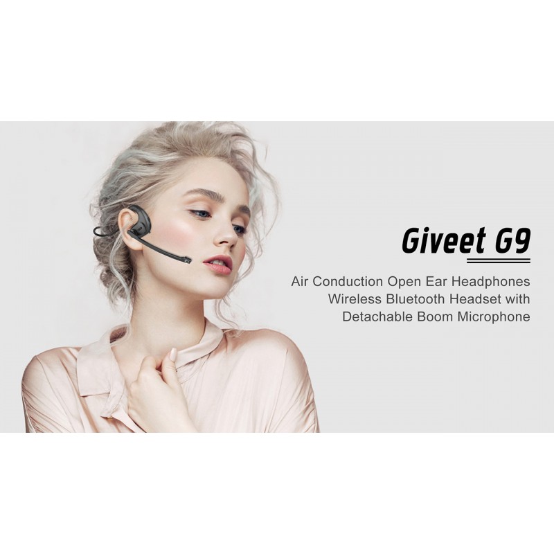 분리형 마이크가 장착된 Giveet Bluetooth 5.3 헤드셋, 휴대폰 PC 노트북용 DSP 소음 차단 무선 헤드셋, 사무실 홈 작업용 운전용 오픈이어 컴포트 헤드폰, 12시간 재생 시간