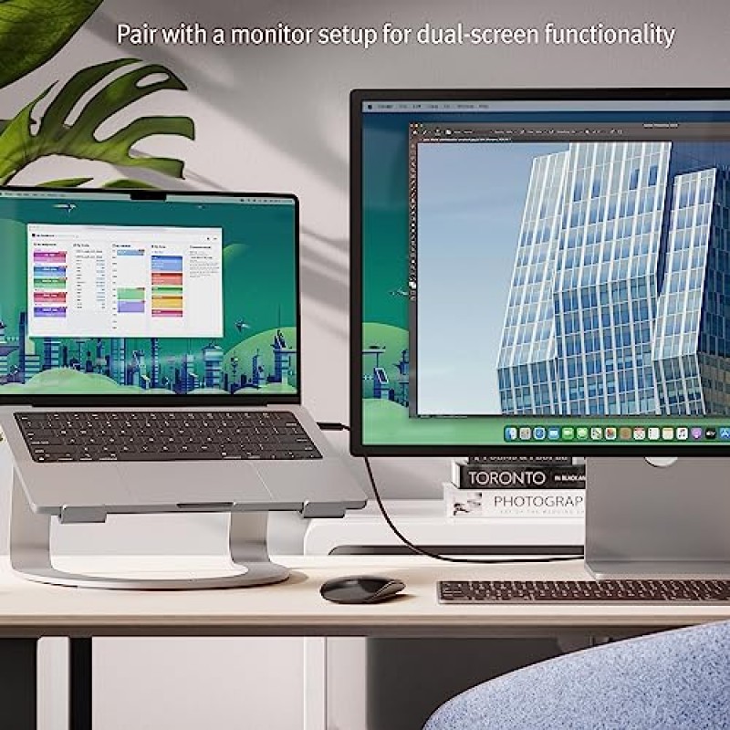 Curve SE 인체공학적 알루미늄 노트북 및 MacBook 스탠드 | 11인치 ~ 17인치 노트북과 호환 가능: Apple MacBook, Acer, ASUS, HP, Dell, Microsoft Surface, Lenovo, Samsung