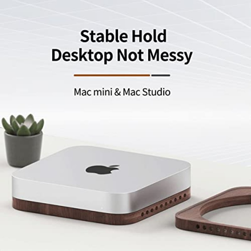 Mac Mini 및 Mac Studio용 Hazevaiy 목재 스탠드, Walnut MacMini/MacStudio 액세서리, 수제 Mac 데스크탑 스탠드 홀더 방진 방열 마운트(Black Walnut)