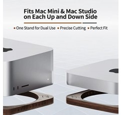 Mac Mini 및 Mac Studio용 Hazevaiy 목재 스탠드, Walnut MacMini/MacStudio 액세서리, 수제 Mac 데스크탑 스탠드 홀더 방진 방열 마운트(Black Walnut)