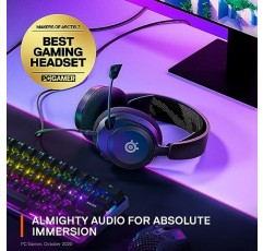 SteelSeries Arctis Nova 1 다중 시스템 게임용 헤드셋 — Hi-Fi 드라이버 — 360° 공간 오디오 — 편안한 디자인 — 내구성 — 초경량 — 소음 제거 마이크 — PC, PS5/PS4, 스위치, Xbox - 블랙