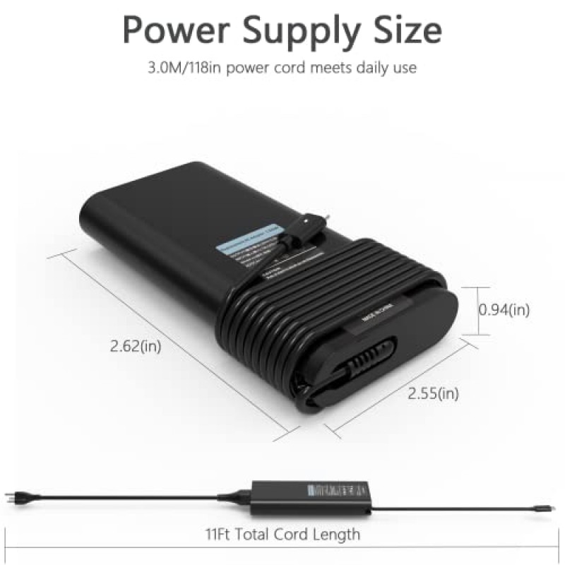 Dell 130W USB C 노트북 충전기 전원 어댑터 코드 Precision 5560 5570 5550 3571 3561 3541 2in1 Dell XPS 15 17 2in1 9575 9500 9700 Latitude 5430 7430 9430 9410 9510 5520 유형 C 고속 충전기