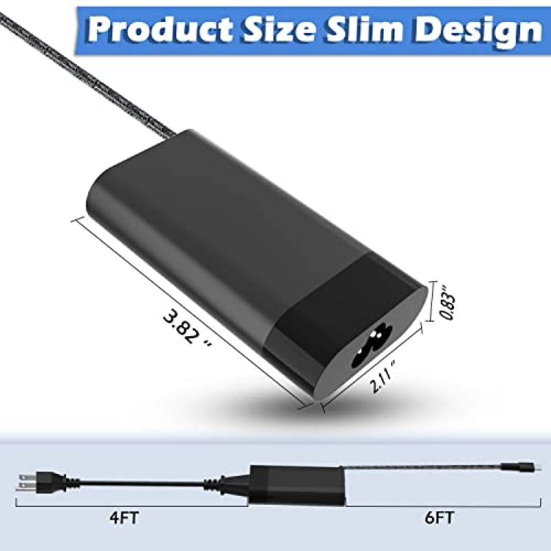 HP Spectre x360에 적합한 65W 슬림 USB C AC 충전기 HP Elitebook 840 x360 HP ProBook 430 HP Elite x2 HP Chromebook x360 HP Envy x360 여행용 고속 충전 노트북 전원 공급 장치 어댑터 코드