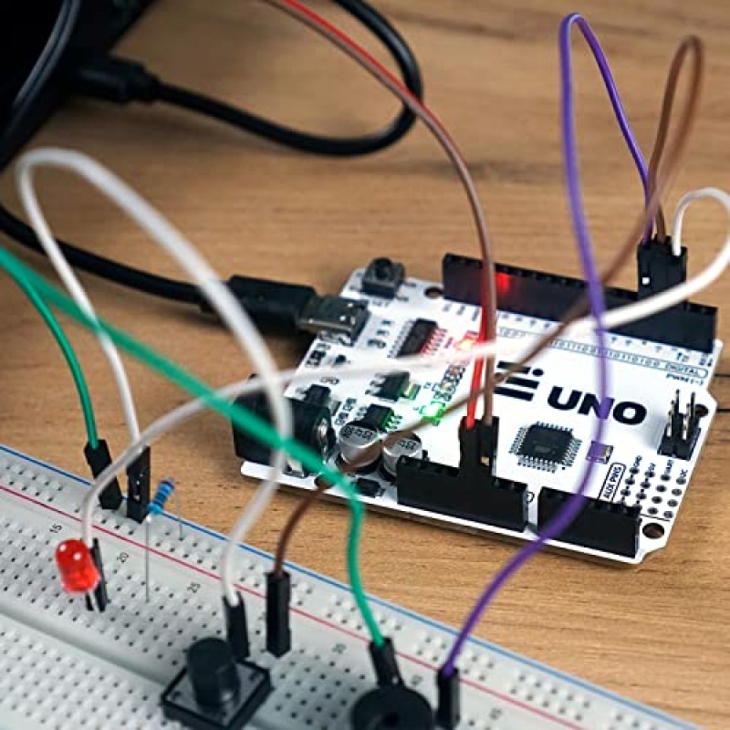 amomii UNO 마이크로컨트롤러(Arduino IDE와 호환 가능), 코딩 및 하드웨어 튜토리얼, USB Type-C 커넥터, 3D 인쇄 가능 액세서리, 예제 프로젝트 및 코드, 더 높은 전력 처리 기능