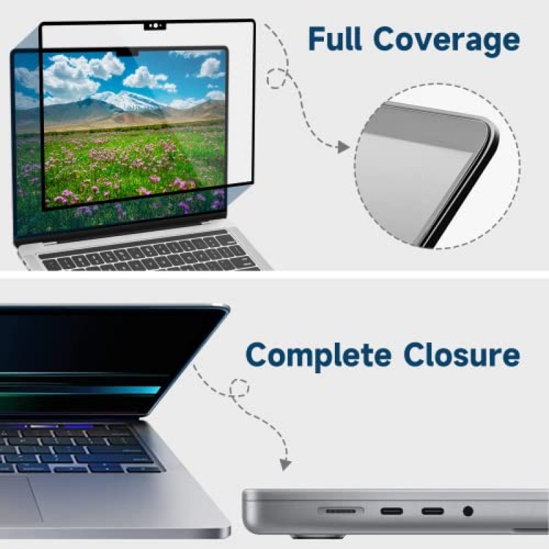 ANTOGOO V Macbook Pro 16인치(M2 Pro / M2 Max / M1 Pro / M1 Max), 9H 경도/기포 및 라인 없음/스크래치 방지/지문 방지/투명함과 호환되는 탈착식 강화 유리 화면 보호기