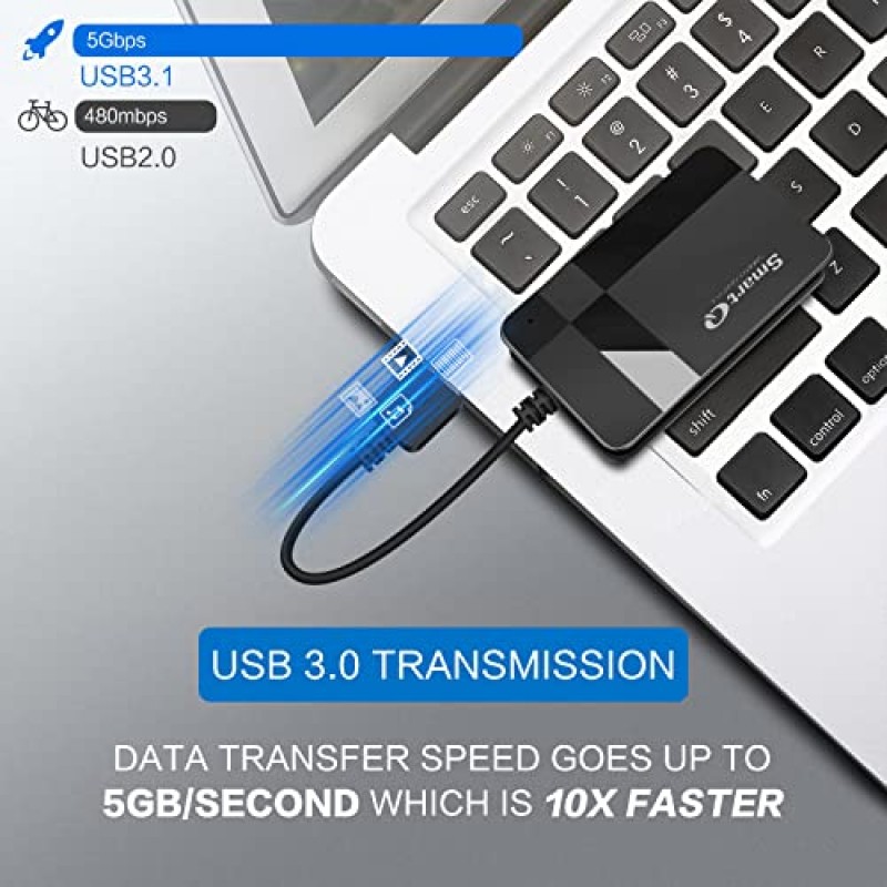 SmartQ C368 USB 3.0 SD 카드 리더기, 플러그 앤 플레이, Apple 및 Windows 호환, USB로 구동, CF/SD/SDHC/SCXC/MMC/MMC Micro 등 지원