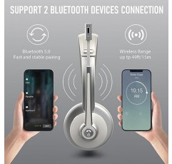 Earbay Bluetooth 헤드셋, 마이크가 있는 무선 헤드셋 소음 제거 및 음소거, 업무용 무선 헤드폰, PC용 28H Clear Talk 컴퓨터 휴대폰 사무실 온라인 회의 Zoom Skype 통화