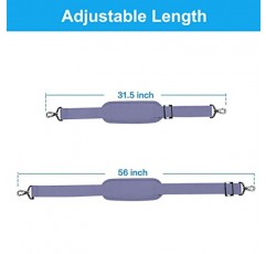 MOSISO 56인치 어깨 끈, 조절 가능한 두꺼운 소프트 범용 교체용 미끄럼 방지 핏, 노트북 숄더백/노트북 메신저 백/크로스바디 백용 금속 회전 후크가 있음, 라벤더 그레이