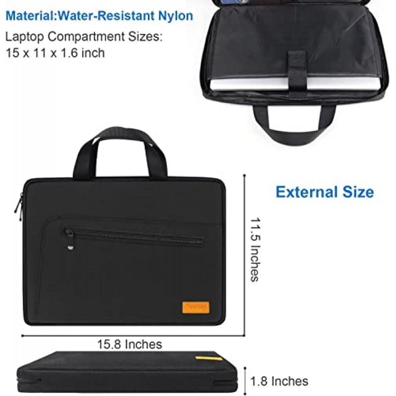 노트북 슬리브 케이스 15.6인치, 내구성이 뛰어난 충격 방지 보호 노트북 슬리브, 방수 컴퓨터 휴대용 가방 서류 가방 15.6인치 HP, Dell, Acer, Asus, Lenovo, 노트북, 검정색과 호환 가능