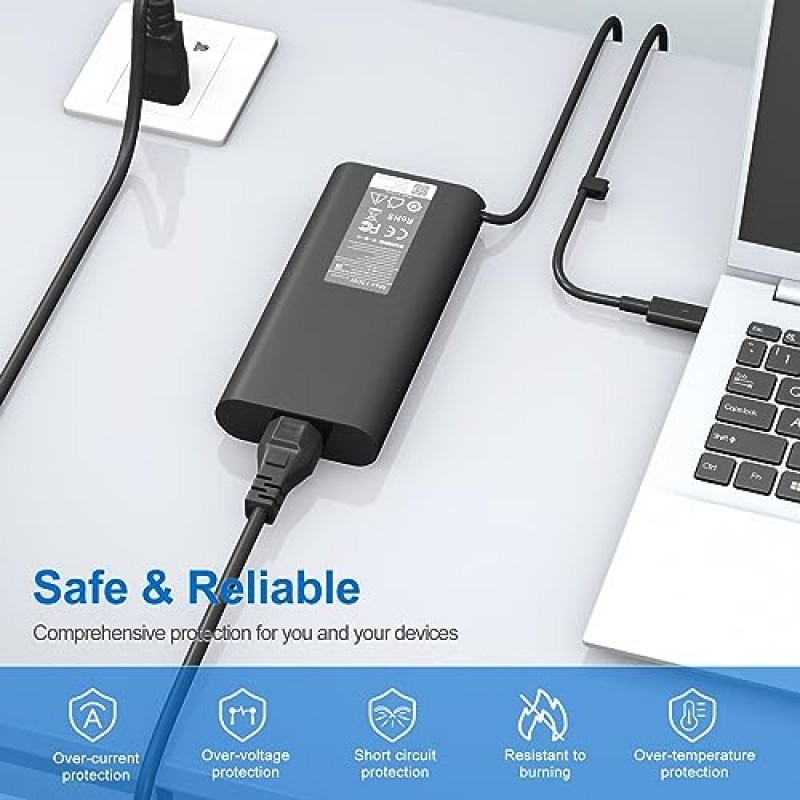 130W Dell 노트북 충전기 USB C Dell XPS 15 17 2in1 9520 9530 9575 9500 9700 Precision 5530 2in1 3550 3551 3560 5550 5750 Latitude 7410 7310 7210 9510 5420 Dell USB C 충전기 전원 코드