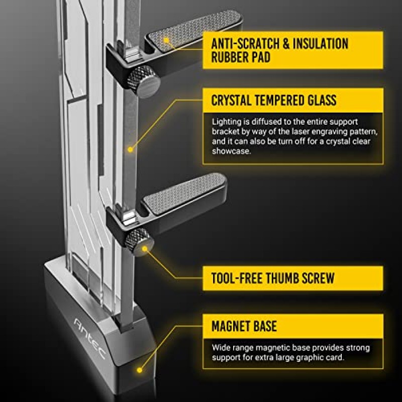 Antec RGB GPU 지원 브래킷, 그래픽 카드 홀더, 강화 유리, 주소 지정이 가능한 RGB 5V 3PIN RGB 커넥터