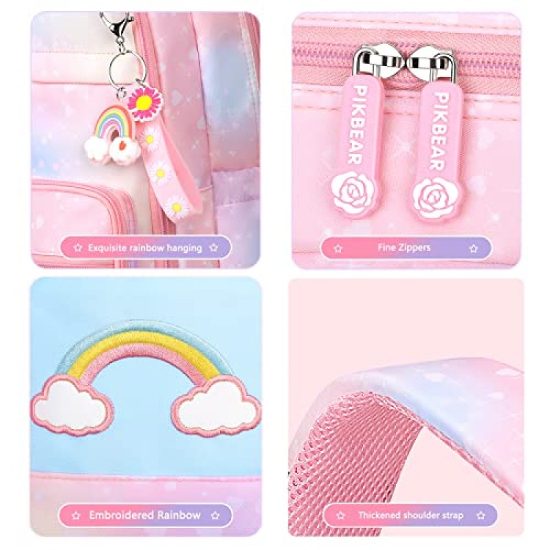 PRNGCAN Kawaii 배낭 소녀 배낭 별이 빛나는 무지개 Bookbag 귀여운 패션 배낭 노트북 여행 가방 (보라색-16.5in)