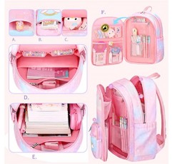 PRNGCAN Kawaii 배낭 소녀 배낭 별이 빛나는 무지개 Bookbag 귀여운 패션 배낭 노트북 여행 가방 (보라색-16.5in)