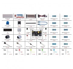 BOJACK 37 Values ​​전원 공급 장치 모듈, 점퍼 와이어, 정밀 전위차계, STM32,Raspberry Pi,Arduino와 호환되는 830 타이 포인트 브레드보드가 포함된 480개 전자 부품 재미 키트