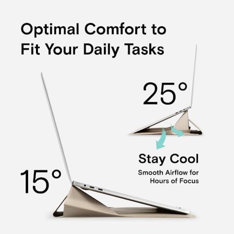 MacBook 컴퓨터 확장형 스토리지용 MOFT 노트북 가방 슬리브, 조절 가능한 각도 2개, 울트라슬림 스타일리쉬 노트북 케이스, 비치 화이트, 14