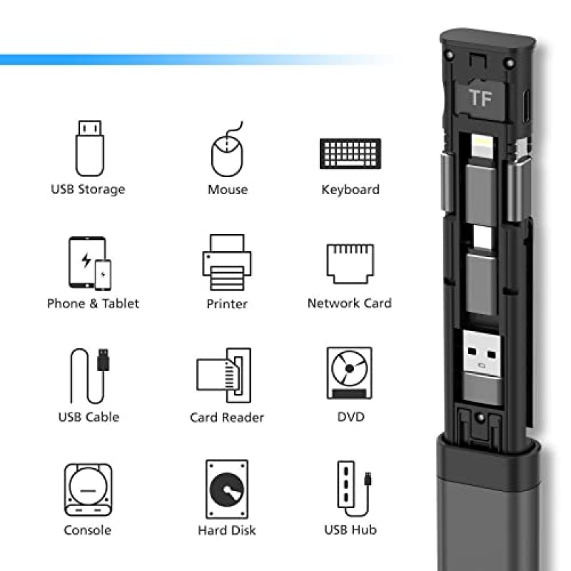 BUDI 다기능 9 in 1 데이터 케이블(USB Type-C 카드 리더기 포함) 마이크로 SD 메모리 카드 휴대폰 카메라 및 컴퓨터에 적합한 고속 카드 리더기 어댑터