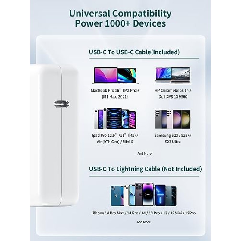 Macbook Pro 충전기 118W Usb-C 전원 어댑터 Macbook Pro Air 13 14 15 16 인치 Mac Book 노트북 Retina M2 M1 2023 2022 2020 2019 2018 2017 2016 IPad Pro 용 컴퓨터 Usb C 고속 충전 충전기