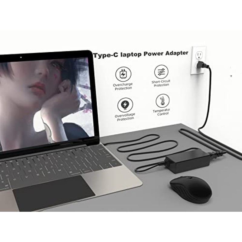 HP, Dell, Lenovo, Acer, Asus, Samsung, Google Type C 노트북 충전기, Hp Chromebook X360 11 13 14 14A HP Spectre X360 13 Elite X2 전원 코드와 호환되는 45W USB C 크롬북 충전기 교체