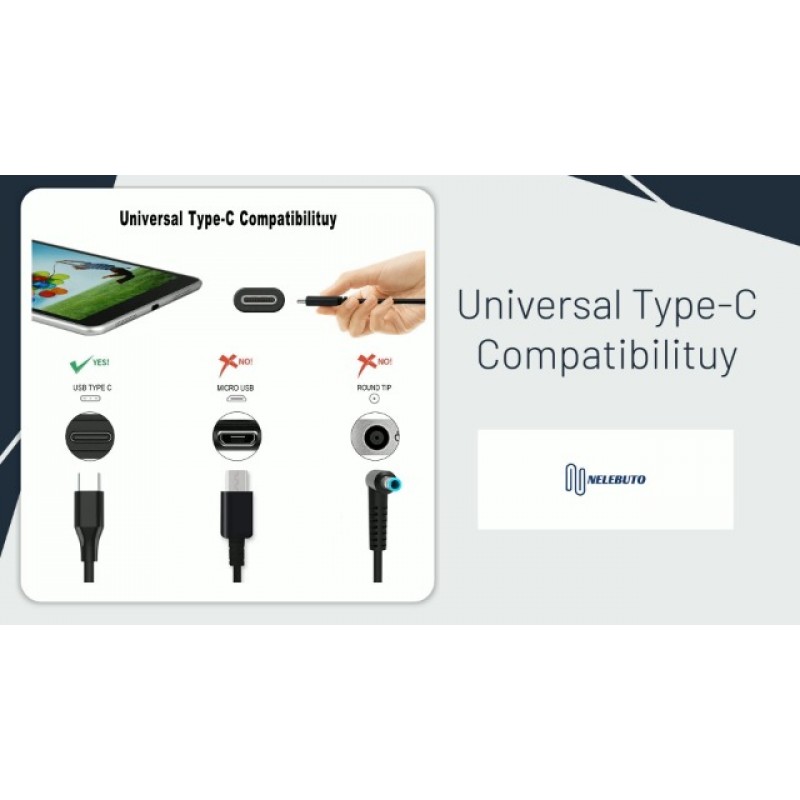 HP, Dell, Lenovo, Acer, Asus, Samsung, Google Type C 노트북 충전기, Hp Chromebook X360 11 13 14 14A HP Spectre X360 13 Elite X2 전원 코드와 호환되는 45W USB C 크롬북 충전기 교체