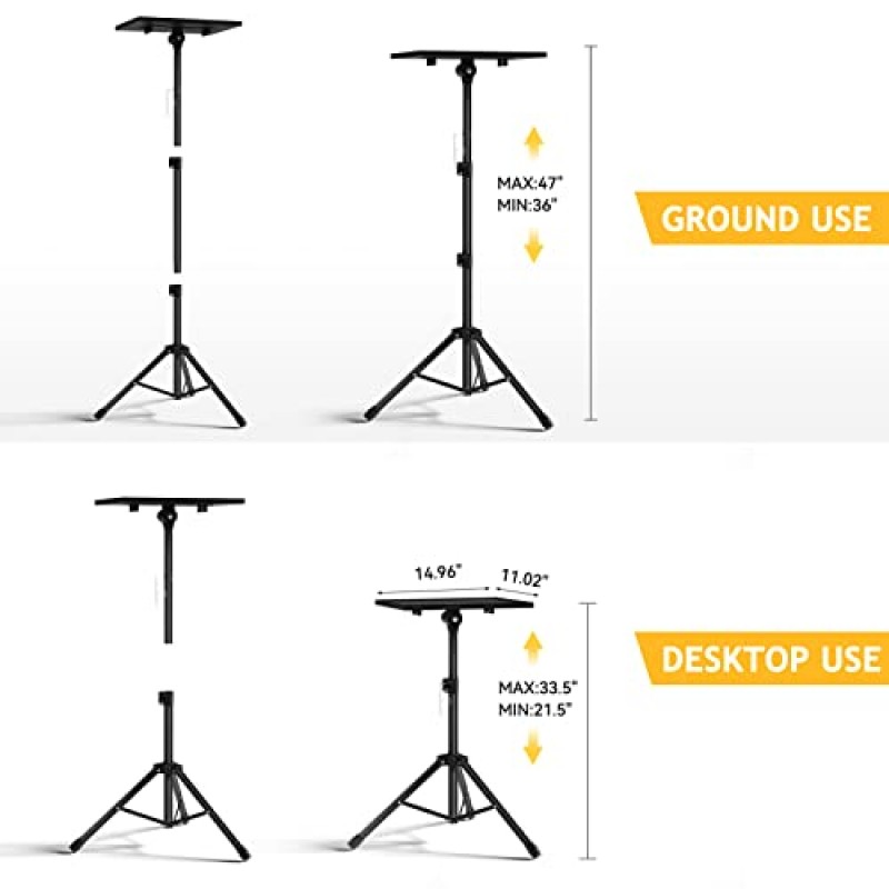 Facilife 프로젝터 스탠드 삼각대, 노트북 삼각대 프로젝터 스탠드 높이 조절 가능(22~47인치), 프로젝터 삼각대 스탠드, 프로젝터용 삼각대, 야외 영화용 프로젝터 스탠드