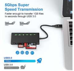 USB C USB 3.0 멀티 카드 리더기, CF SD XD MS TF 마이크로 SD SDHC SDXC UHS-I 카드, 5Gbps 고속 메모리 스틱 프로 듀오 어댑터용 2 USB 3.0 XD 카드 리더기 7개 동시에 5개 카드 읽기