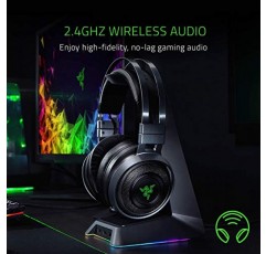 Razer Nari Ultimate Wireless 7.1 서라운드 사운드 게임용 헤드셋: THX 오디오 및 햅틱 피드백 - 자동 조정 헤드밴드 - Chroma RGB - 접이식 마이크 - PC, PS4, PS5용 - 블랙
