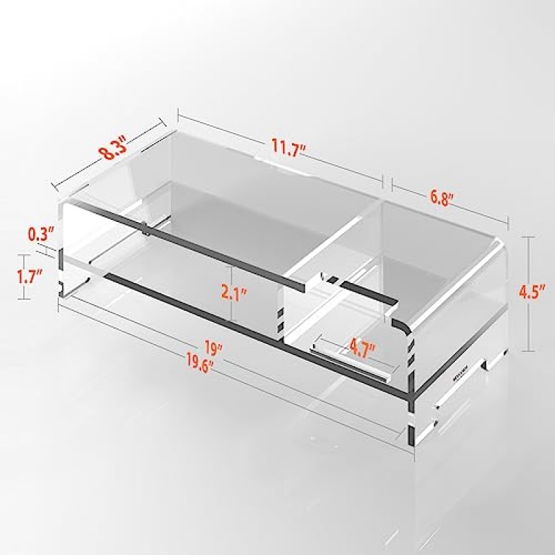 BEYGORM 아크릴 모니터 스탠드 라이저, 와이드 20