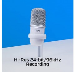 HyperX SoloCast – USB 콘덴서 게임용 마이크, PC, PS5, PS4 및 Mac용, 탭하여 음소거 센서, 카디오이드 폴라 패턴, 스트리밍, 팟캐스트, Twitch, YouTube, Discord에 적합 - 화이트