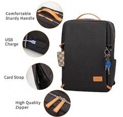 NOBLEMAN 여성용 및 남성용 백팩, 15.6인치 여행용 노트북 백팩, 데이팩, USB 데이팩 포함(블랙)