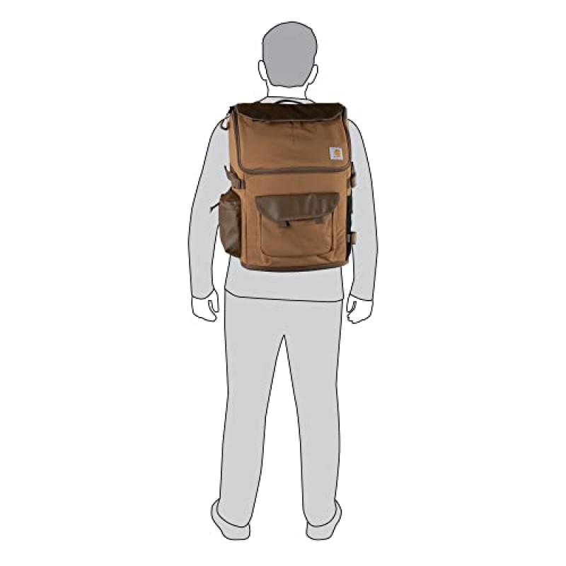 Carhartt 35L 나일론 Workday 백팩, 15인치 노트북 슬리브가 포함된 내구성이 뛰어난 방수 팩, 브라운, 단일 사이즈