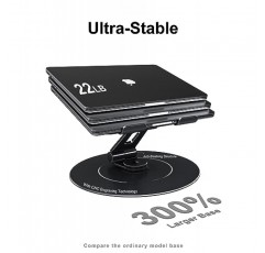LOXP 책상용 매우 안정적인 회전 노트북 스탠드: 검정색 300% 더 큰 기본 안정성 군용 알루미늄 풀림 방지 구조 - 높이 조절이 가능한 노트북 스탠드 10-17.3인치에 적합