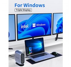 NewQ USB C 도킹 스테이션: 150W 어댑터가 포함된 16포트 USB-C 노트북 도크, MST/SST 스위치, HDMI 2개, DP, USB-A 4개, USB-C, 오디오 2개, 이더넷, SD/TF 슬롯, PDOUT 2개 맥북/HP/Dell/Acer/Lenovo/ASUS 등