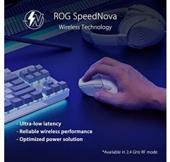 ASUS ROG Gladius III 무선 AimPoint 게이밍 마우스, 연결성(2.4GHz RF, Bluetooth, 유선), 36000 DPI 센서, 프로그래밍 가능한 버튼 6개, ROG SpeedNova, 교체 가능한 스위치, Paracord 케이블, 흰색