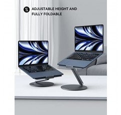 LULULOOK 노트북 스탠드, 책상용 360도 회전 베이스가 있는 접이식 컴퓨터 스탠드, MacBook Pro/Air, Dell, DJ, 노트북(10-17인치)과 호환되는 각도 조절 가능한 알루미늄 노트북 라이저