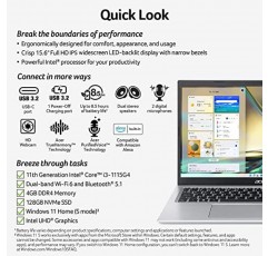 acer Aspire 5 슬림 노트북 2023, 15.6인치 FHD IPS 디스플레이, 16GB RAM, 512GB PCIe SSD, Intel Core i3 프로세서, 11시간 배터리 수명, Wi-Fi 6, HDMI, Type-A&C, RJ-45, 웹캠, Windows 11, w /3in1 액세서리