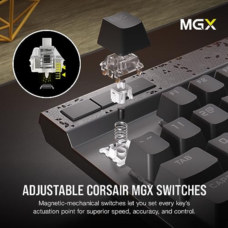 Corsair K70 MAX RGB 자기 기계식 유선 게이밍 키보드 - 조정 가능한 작동 MGX 스위치 - PBT 이중샷 키캡 - iCUE 호환 - QWERTY NA 레이아웃 - 블랙