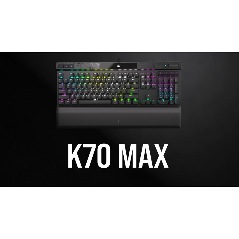 Corsair K70 MAX RGB 자기 기계식 유선 게이밍 키보드 - 조정 가능한 작동 MGX 스위치 - PBT 이중샷 키캡 - iCUE 호환 - QWERTY NA 레이아웃 - 블랙