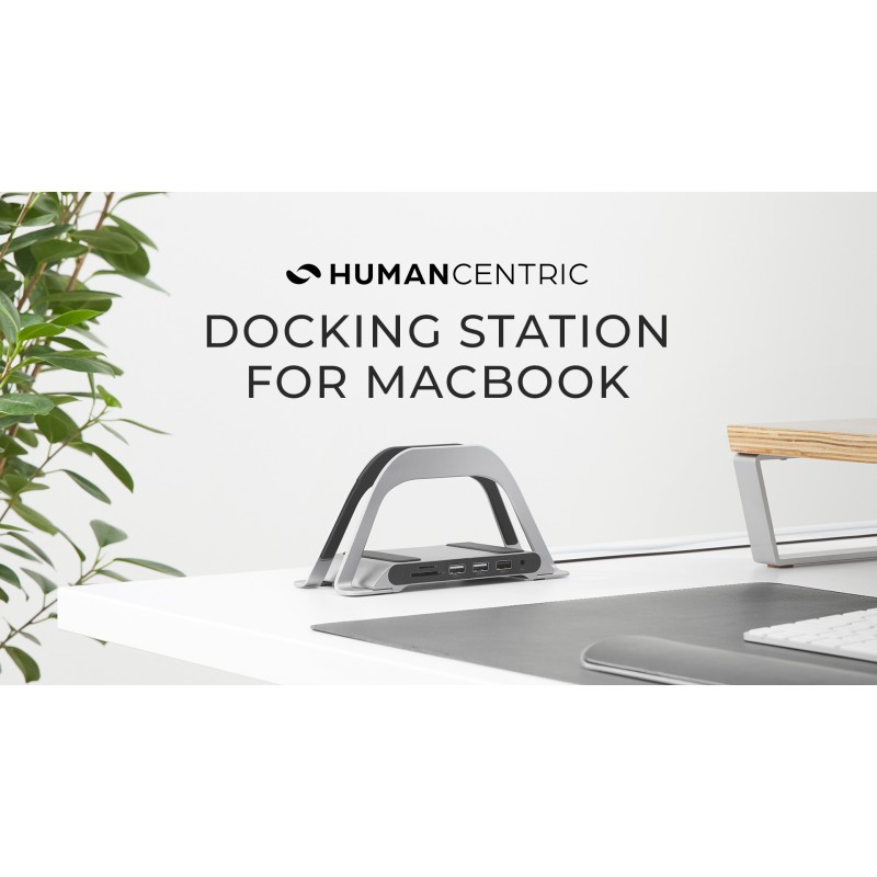 HumanCentric MacBook 도킹 스테이션, MacBook Pro 및 Air와 호환되는 노트북 도킹 스테이션 및 MacBook 스탠드, 듀얼 모니터 어댑터, Mac용 멀티포트 USB C Dock, USB 3.0 포트 10개, 이더넷