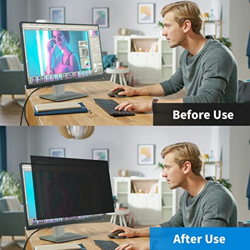 Halloive 【2 팩】 컴퓨터 개인 정보 보호 화면 21.5인치 16:9 와이드스크린 모니터, 탈착식 눈 보호 눈부심 방지 블루 라이트 컴퓨터 화면 개인 정보 보호 쉴드, 스파이 방지 화면 보호 필름 21.5인치