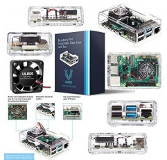 팬 냉각식 ABS 케이스가 포함된 Raspberry Pi 4용 Vilros 기본 스타터 키트 - Raspberry Pi 4 보드 및 7개 액세서리 포함(4GB, 투명 투명 케이스)