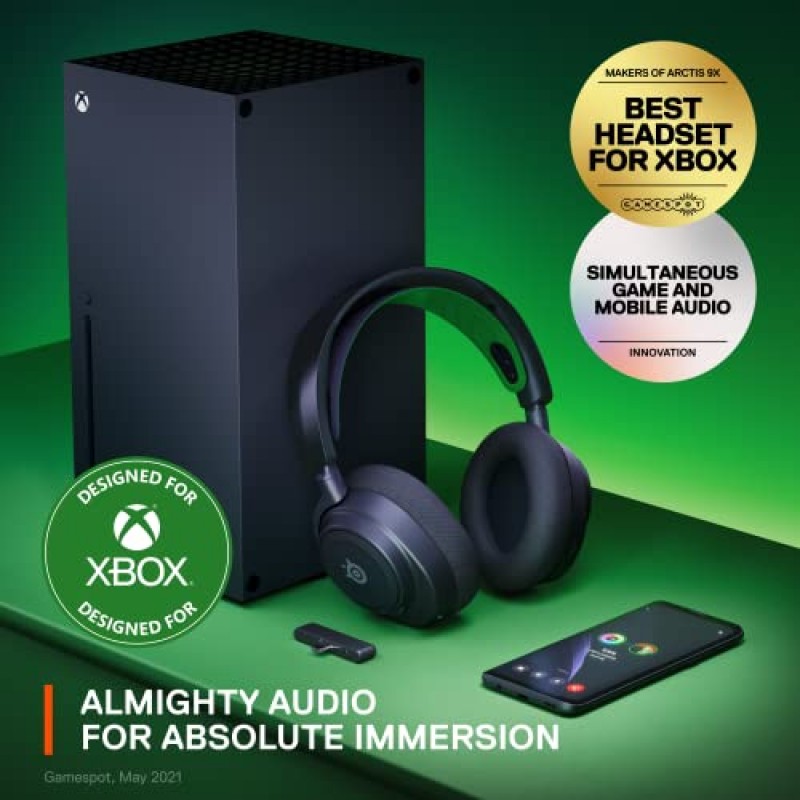 SteelSeries 새로운 Arctis Nova 7X 다중 플랫폼 게임 및 모바일 헤드셋 — Nova Acoustic 시스템 — 동시 무선 2.4GHz + Bluetooth — 38시간 배터리 — USB-C — Xbox, PC, PS, 스위치, 모바일